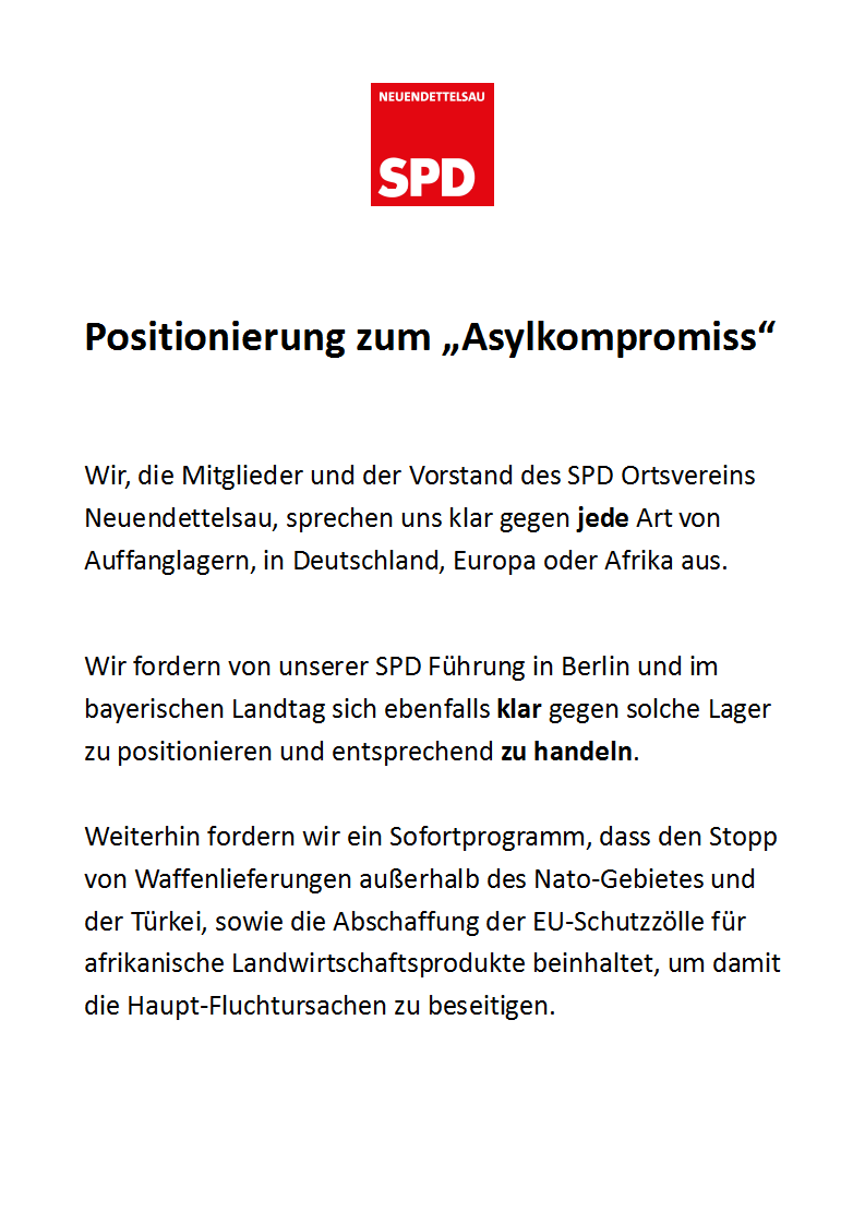 Positionierung zum Asylkompromiss